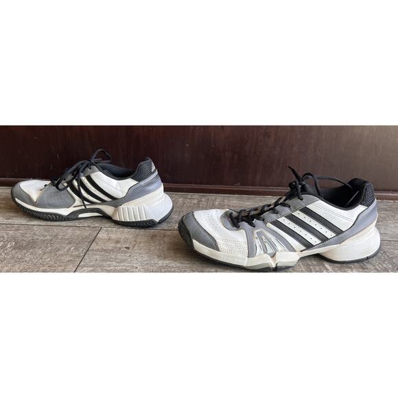 Adidas Barricade Tennis Shoe Size 12 Men, White Gray & Black - Picture 1 of 16